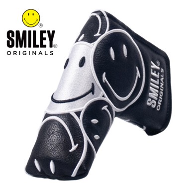 Krave Black & White Smiley Originals Stacked Blade Putter Head Cover