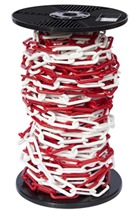 6mm RED & WHITE Plastic Link Chain x 30mtr Reel