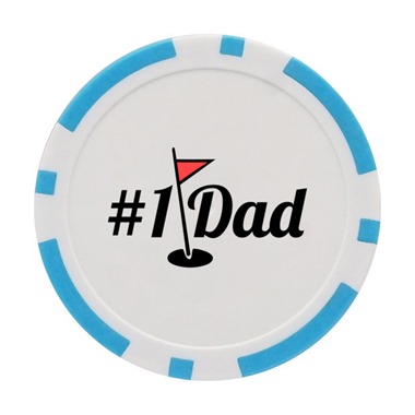 #1 Dad Golf Flag Golf Poker Chip | Light Blue
