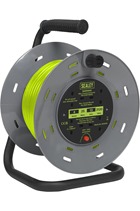 Sealey BCR25G Cable Reel with Thermal Trip 4 x 230V Sockets 25mtr Green
