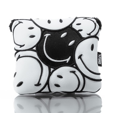 White & Black Smiley Originals Stacked Mallet Putter Head Cover