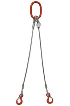 6mm 2-Leg 560kg Wire Rope Sling c/w Latch Hooks