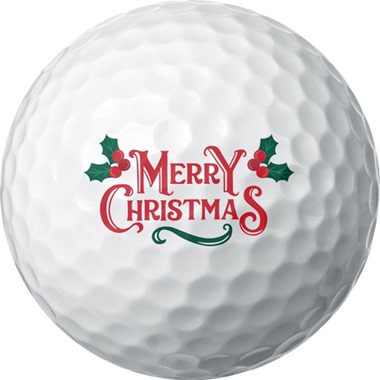 Merry Christmas Holly Golf Ball