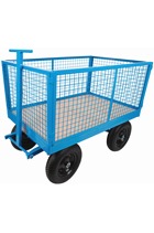 1tonne Heavy Duty Site Trolley c/w Pneumatic Tyres  and Removable Mesh Sides