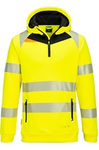 Portwest DX482 Hi-Vis 1/4 Zip Hoodie Yellow