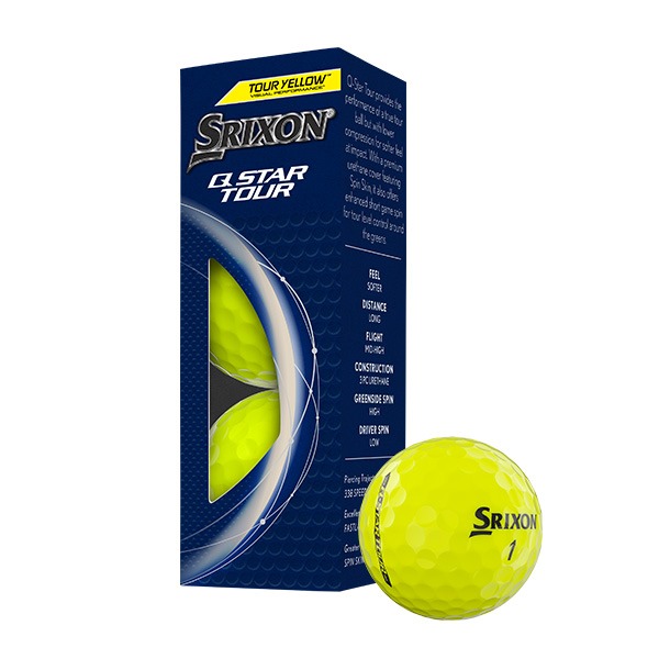 Srixon Q-Star Tour Yellow Golf Balls 2024 Sleeve and golf ball