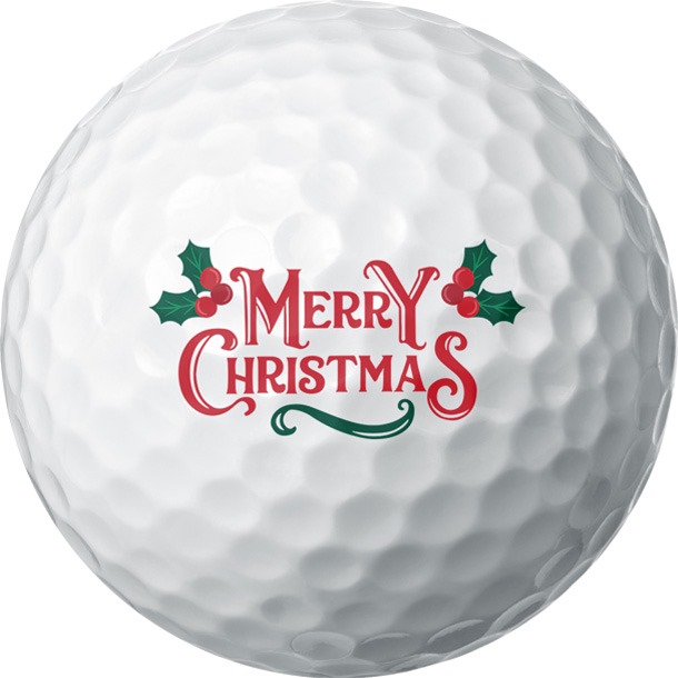 Merry Christmas Holly Golf Ball